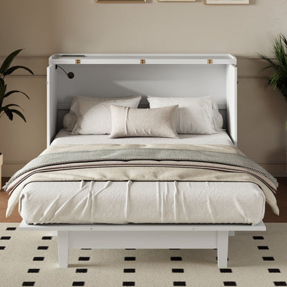 Solid pine Murphy bed chest cube cabinet white with charging station and storage drawer on Tampa Home & Garden Store