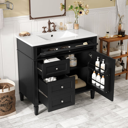 HouseOfZazla 36 in vanity with ceramic sink, bronze faucet, charcoal cabinet on Tampa Home & Garden Store