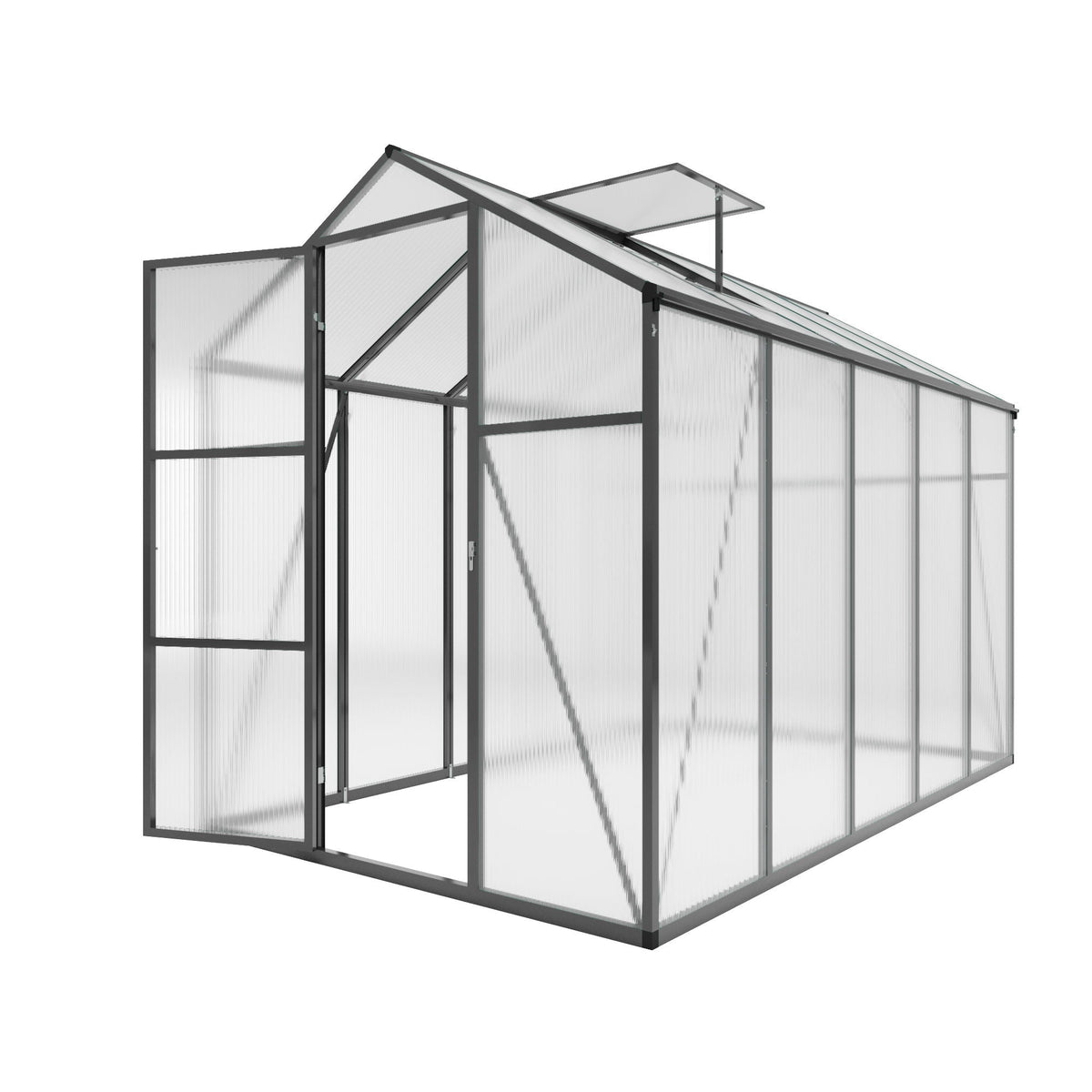 Windproof greenhouse with raised base, black frame and polycarbonate panels HouseOfZazla on Tampa Home & Garden Store