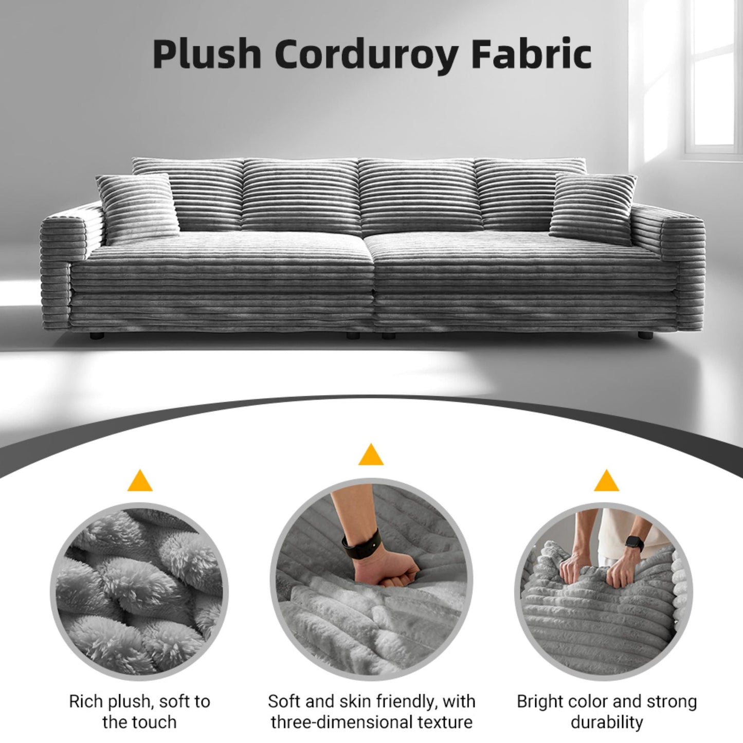 Convertible Sofa With Deep Seat and Pillows