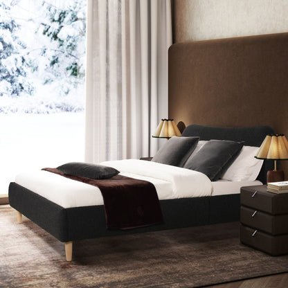 Curved Headboard and Upholstered Platform Bed