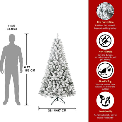 4ft Flocked Christmas Tree with 233 Tips by HouseOfZazla, snowy branches on a metal stand on Tampa Home & Garden Store