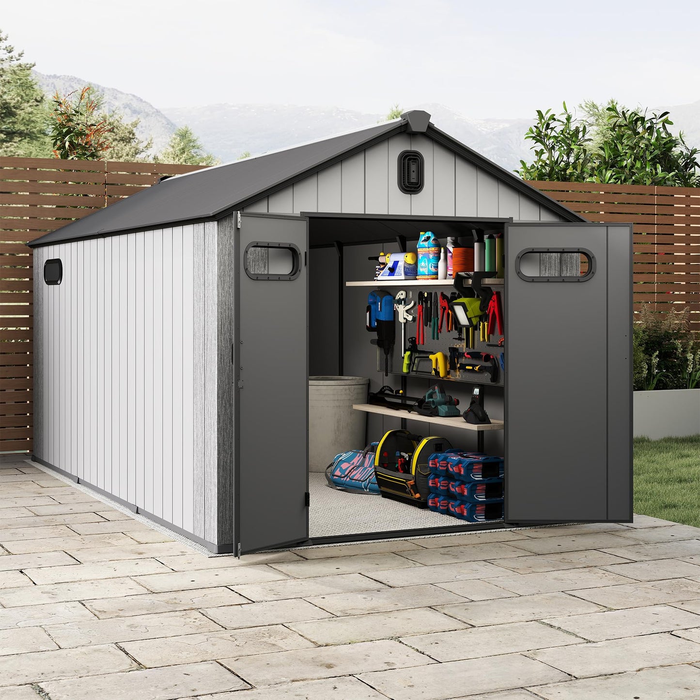8x16ft Resin Outdoor Storage Shed and Carpet