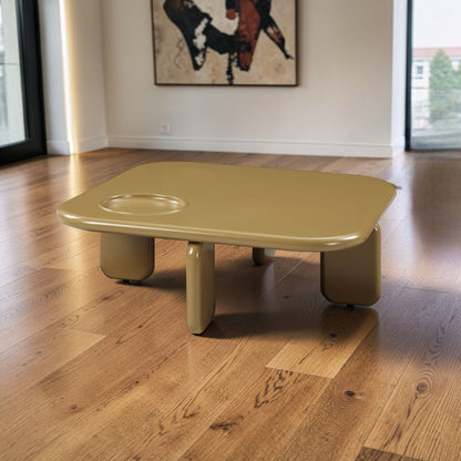 Coffee table 35in square, yellow-brown high-gloss finish by HouseOfZazla on Tampa Home & Garden Store