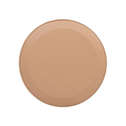 Mode leatherette round saddle brown sofa side table with stitched edge on Tampa Home & Garden Store