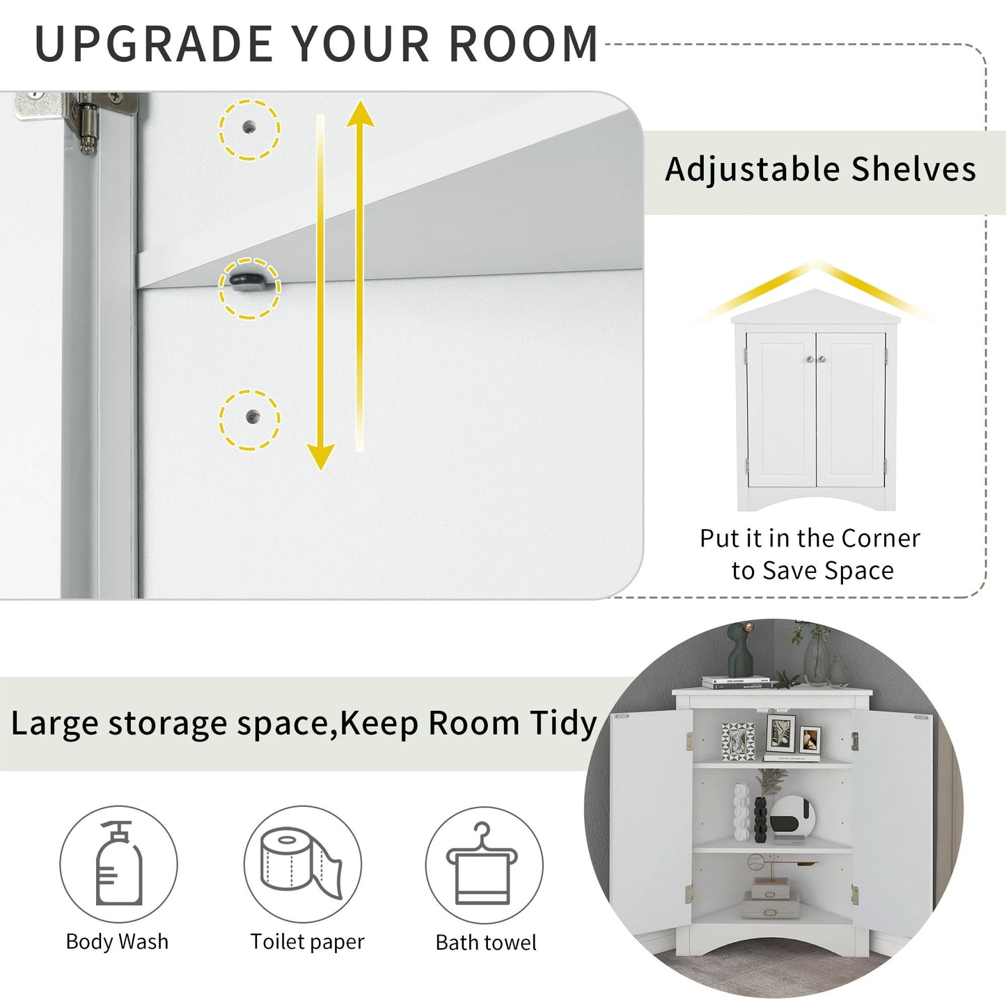 Triangle bathroom storage cabinet with adjustable shelves linen cabinet HouseOfZazla on Tampa Home & Garden Store