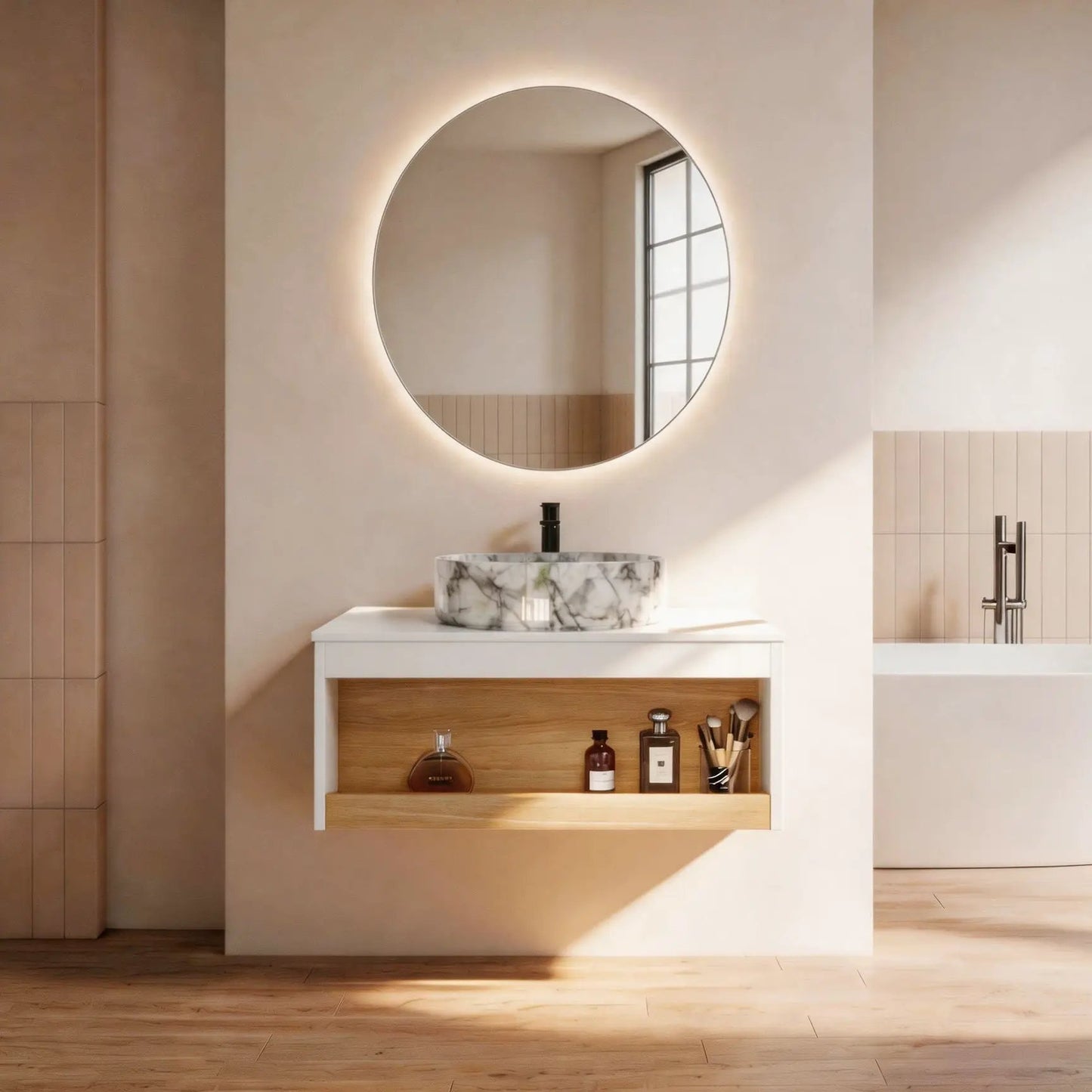 Floating Bathroom Vanity with Vessel Sink