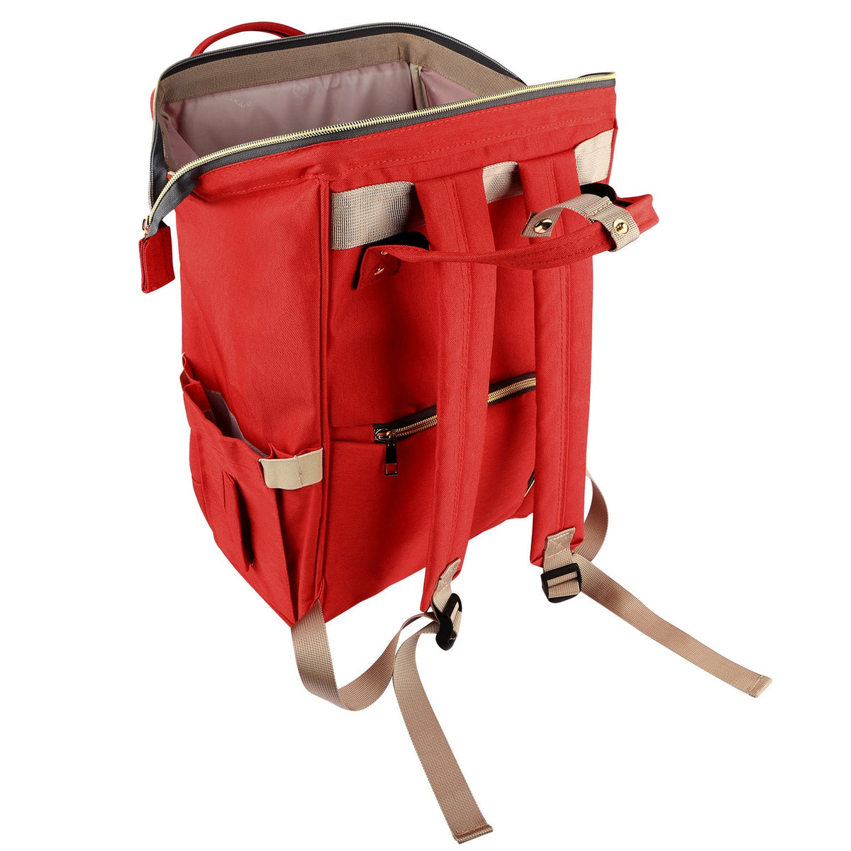 GemGear red Mummy Diaper Bag Backpack with beige straps water-resistant large-capacity on Tampa Home & Garden Store