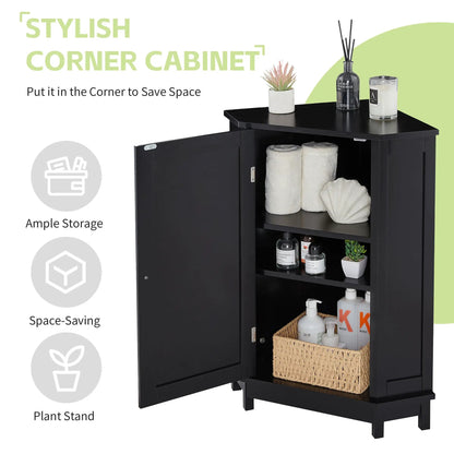 Triangle corner bathroom cabinet with adjustable shelf in black by Unique Piece Furniture on Tampa Home & Garden Store