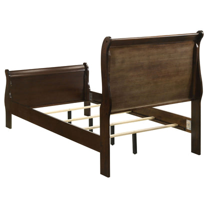 Graffenstaden Sleigh Bed in dark wood finish with curved headboard and footboard, side rails on Tampa Home & Garden Store