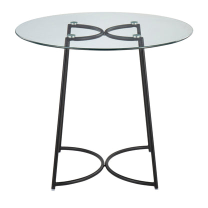 Cece Contemporary Glass Dinette Table with Black Metal Frame round clear glass top on Tampa Home & Garden Store