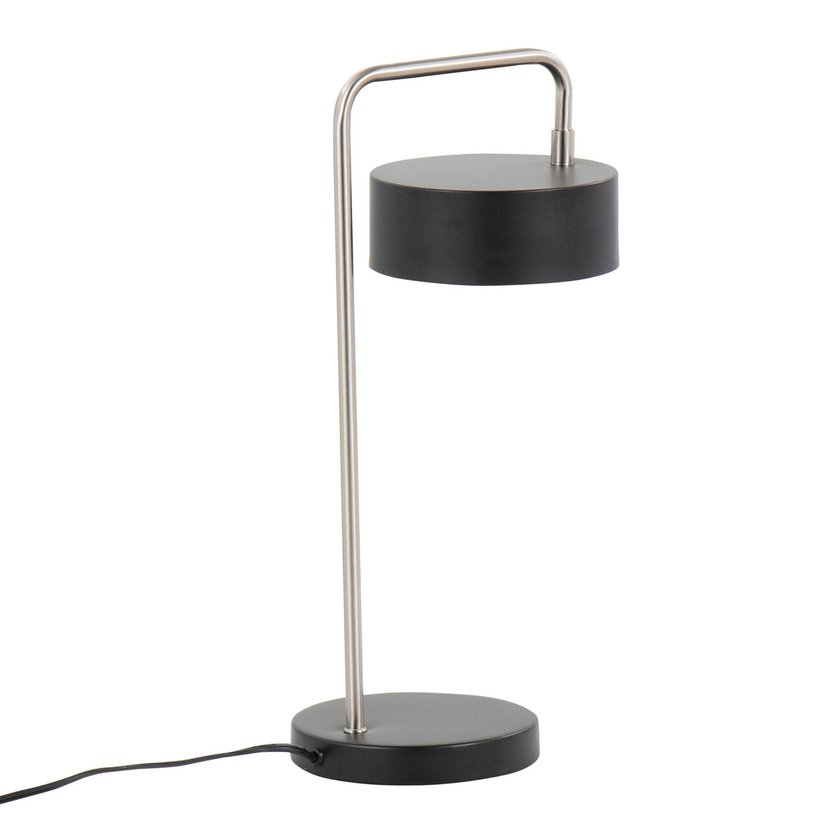 Puck contemporary table lamp nickel finish with black shade and curved arc by HouseOfZazla on Tampa Home & Garden Store