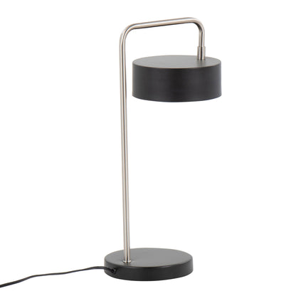 Puck contemporary table lamp nickel finish with black shade and curved arc by HouseOfZazla on Tampa Home & Garden Store