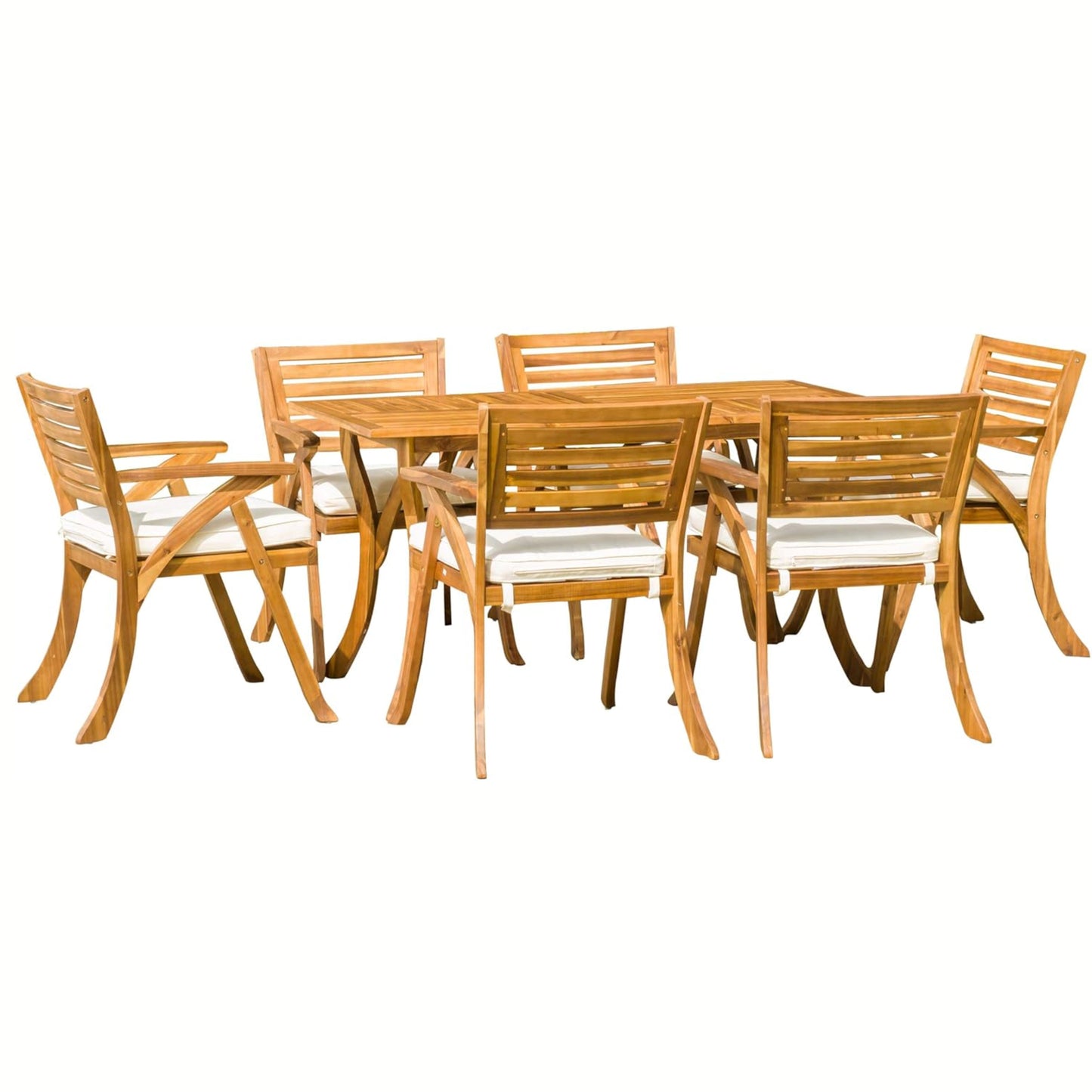 outdoor hermosa 7 piece wood dining set with cushions by HouseOfZazla on Tampa Home & Garden Store