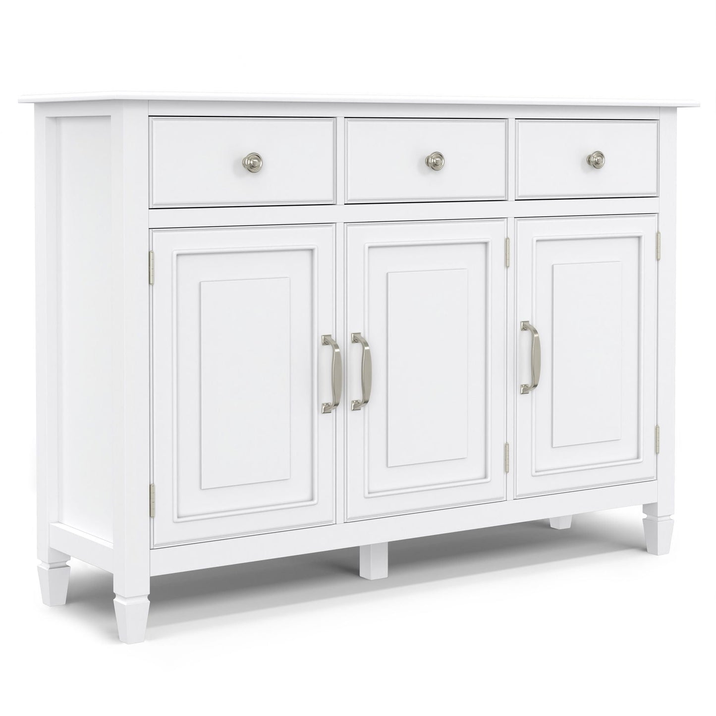 Connaught Wide Entryway Storage Cabinet white accent with 3 top drawers and 3 doors on Tampa Home & Garden Store