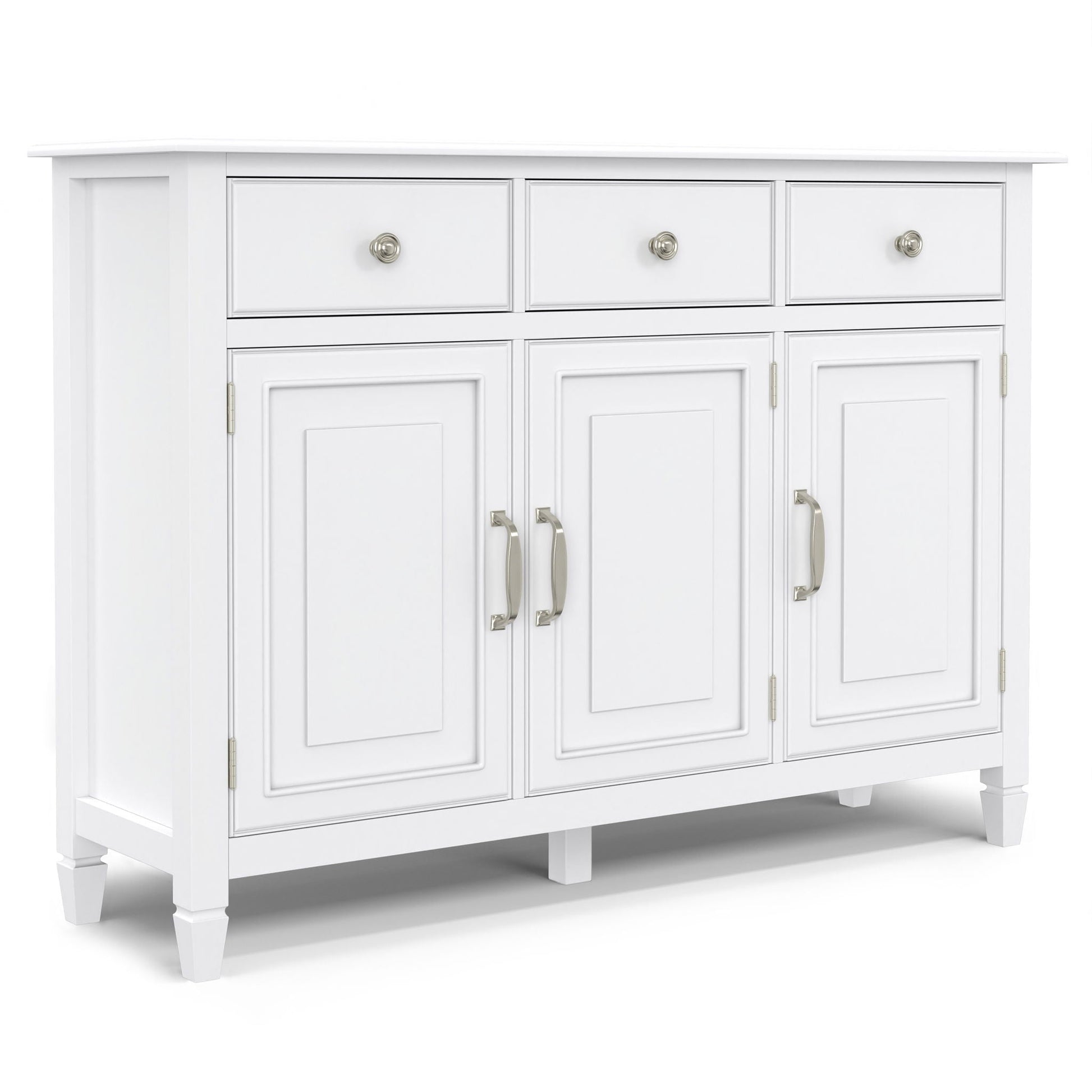 Connaught Wide Entryway Storage Cabinet white accent with 3 top drawers and 3 doors on Tampa Home & Garden Store