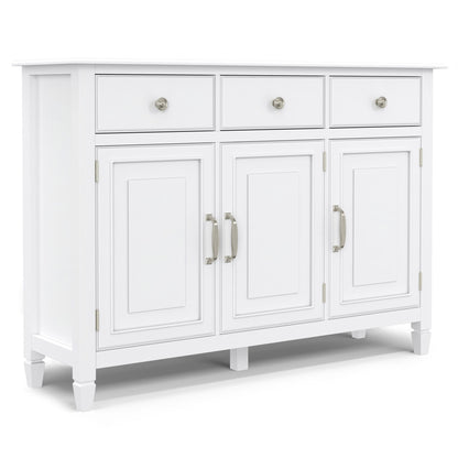 Connaught Wide Entryway Storage Cabinet white accent with 3 top drawers and 3 doors on Tampa Home & Garden Store