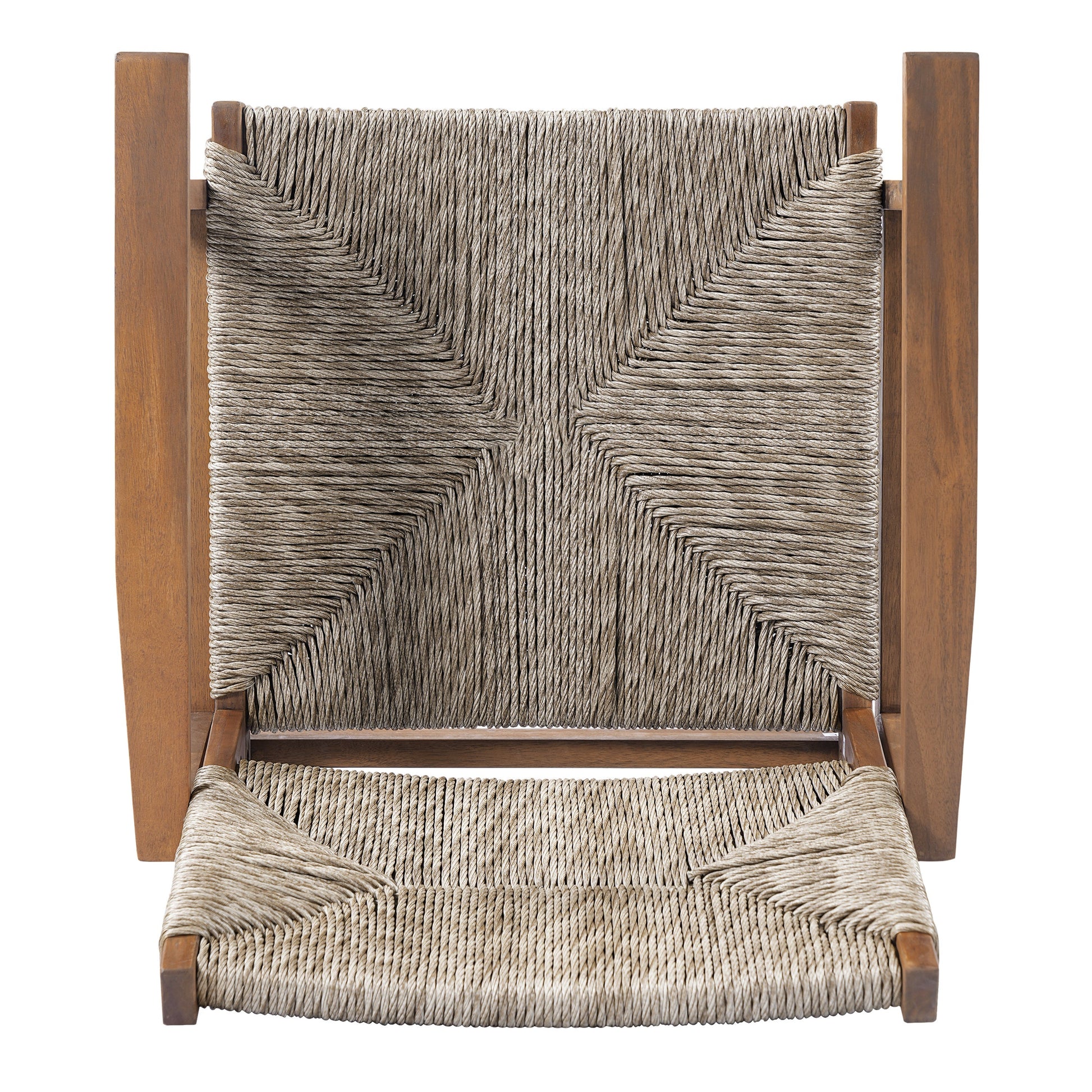 Durable Outdoor Dining Chair by HouseOfZazla with acacia wood frame and woven wicker seat on Tampa Home & Garden Store