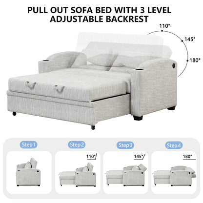 Pull Out Loveseat with Adjustable Backrest USB