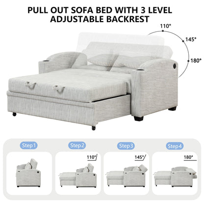 Convertible Sofa With Usb And Adjustable Backrest