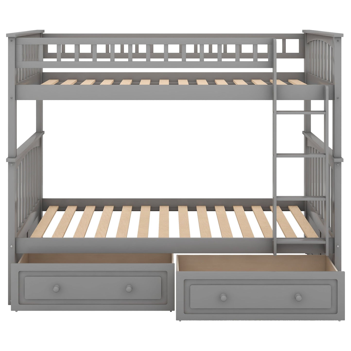 Twin over twin bunk bed with drawers by HouseOfZazla, gray finish on Tampa Home & Garden Store
