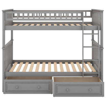Twin over twin bunk bed with drawers by HouseOfZazla, gray finish on Tampa Home & Garden Store