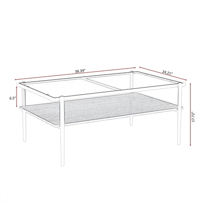 Rectangle coffee table with tempered glass top and metal legs by Unique Piece Furniture on Tampa Home & Garden Store