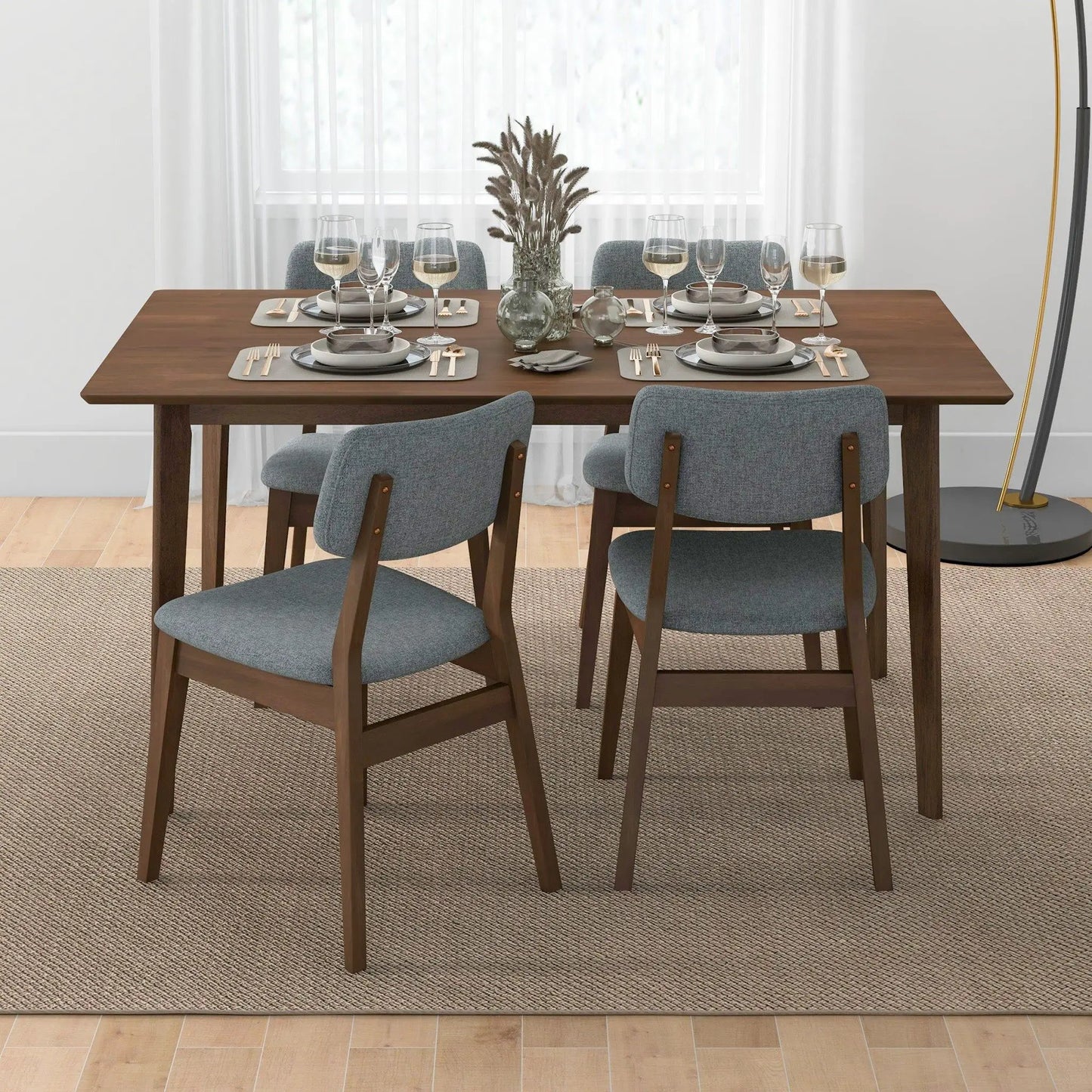 Carlos Dining Table in Solid Wood Brown Finish