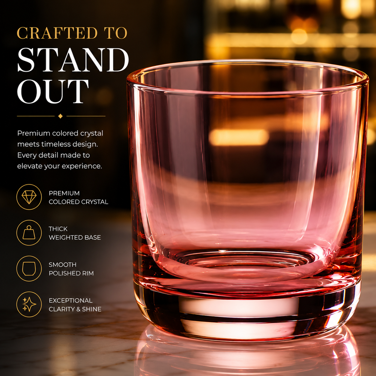 Six Tonal Lowball Whiskey Glasses For Daily Use