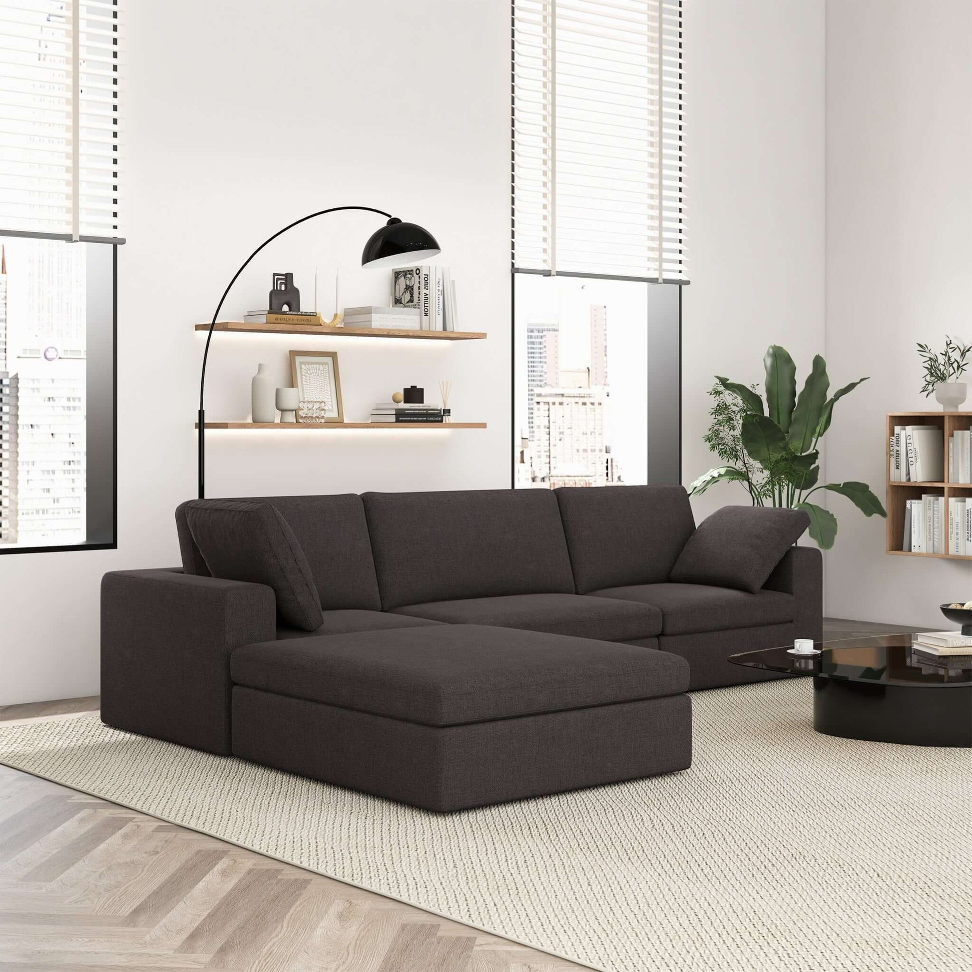 Cecilia modular corner sectional sofa in charcoal gray fabric by HouseOfZazla on Tampa Home & Garden Store