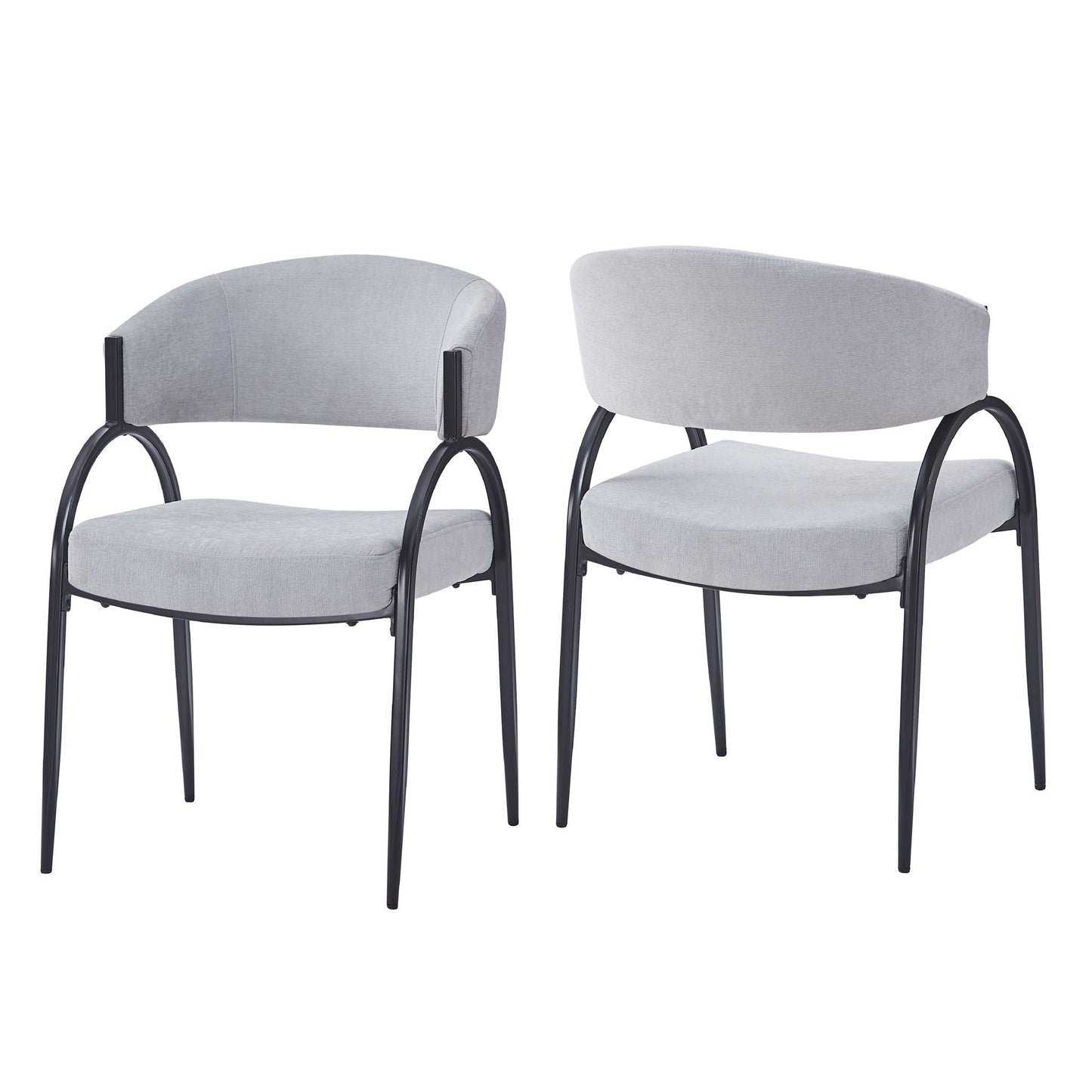 Contemporary upholstered dining chairs with metal legs 2 pcs gray fabric HouseOfZazla on Tampa Home & Garden Store