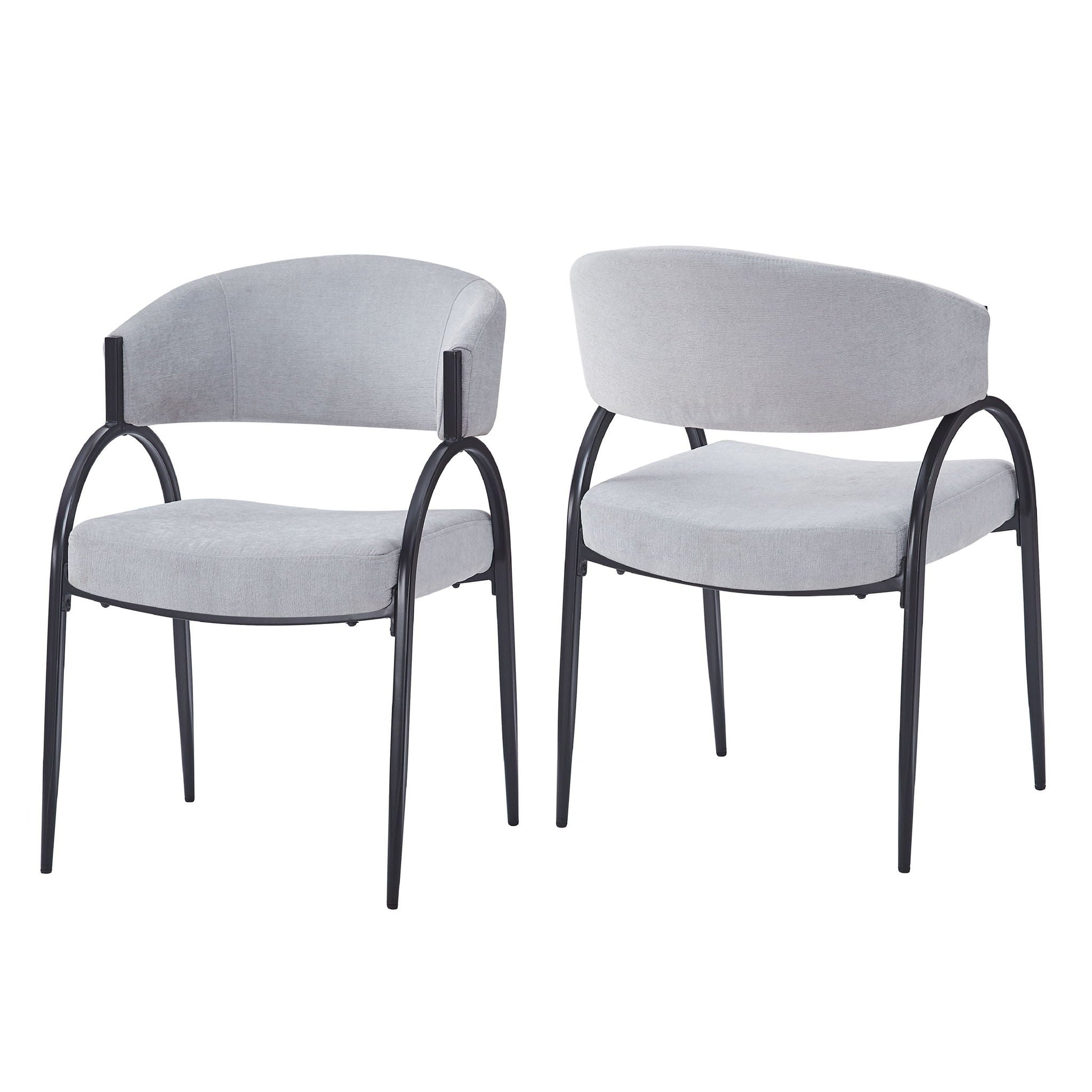 Contemporary upholstered dining chairs with metal legs 2 pcs gray fabric HouseOfZazla on Tampa Home & Garden Store