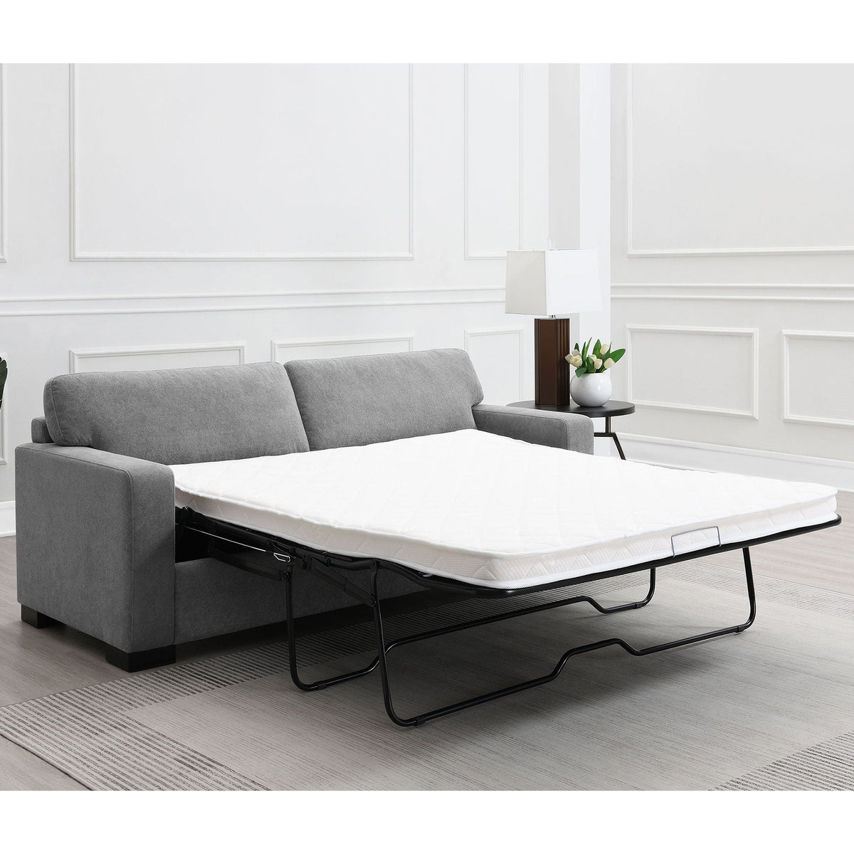 The Gray Queen Sleeper Sofa With Wood Frame