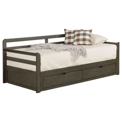 Twin Daybed With Trundle and Storage Drawers Gray