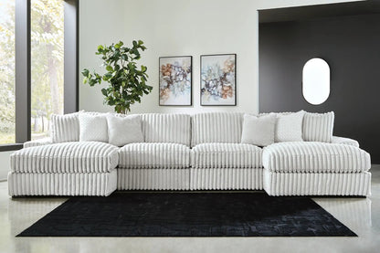 Stupendous Sectional by Unique Piece Furniture in white ribbed fabric for living room setup on Tampa Home & Garden Store