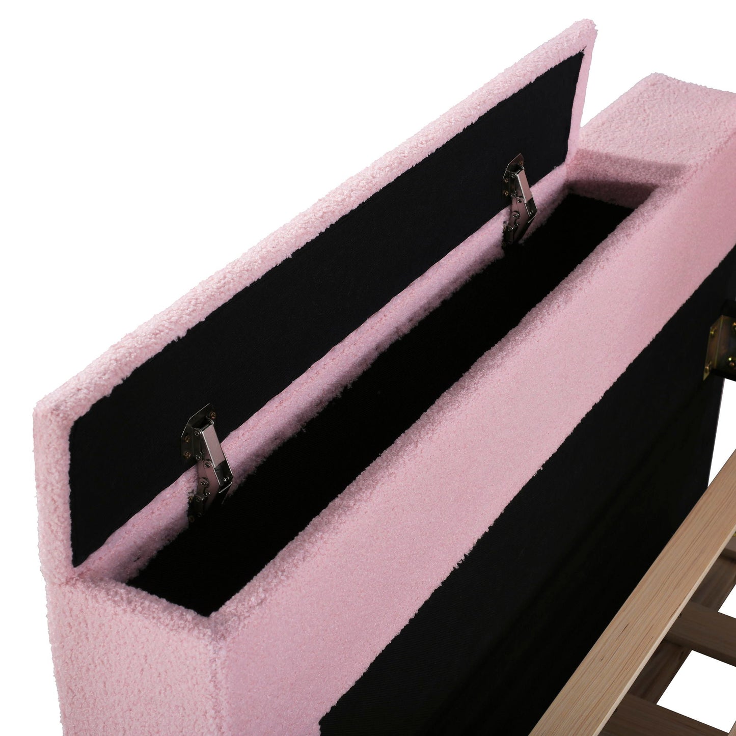 Upholstered pink daybed with storage trundle, pink shag edge trim, HouseOfZazla on Tampa Home & Garden Store