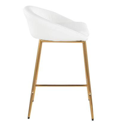 Glam counter stool white curved upholstered seat with gold metal legs on Tampa Home & Garden Store