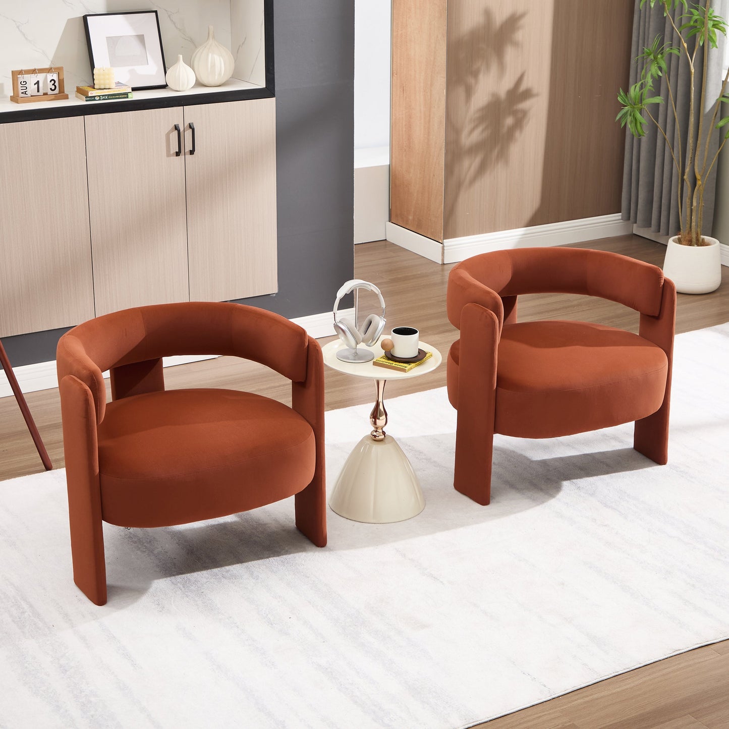Accent chair velvet burnt-orange, single comfy living room chair by HouseOfZazla on Tampa Home & Garden Store