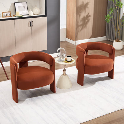 Accent chair velvet burnt-orange, single comfy living room chair by HouseOfZazla on Tampa Home & Garden Store