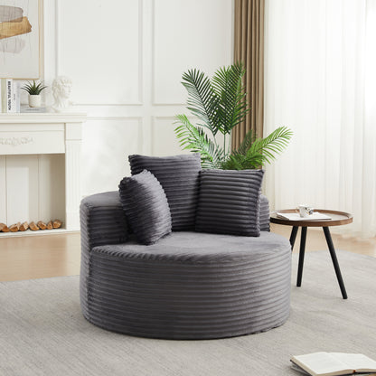 Modern Round Corduroy and Single Sofa Chair