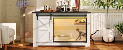 46 inch Farmhouse Cat Litter Box Enclosure Sliding Barn Door cat inside HouseOfZazla on Tampa Home & Garden Store