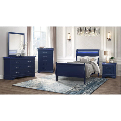 Charlston Bed with LED Lighting, Sleigh Style