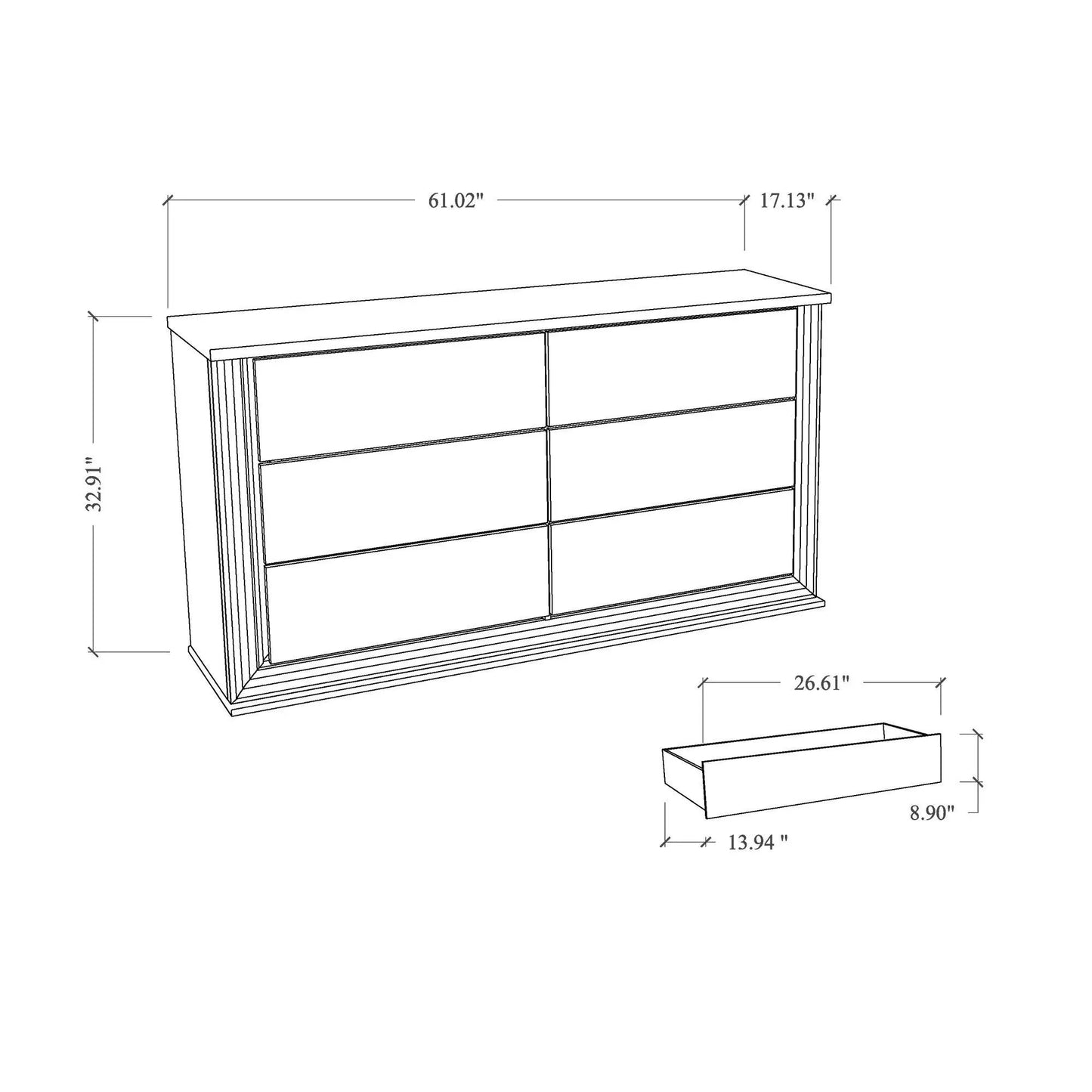 Moon Dresser With LED Lighting Marble Finish