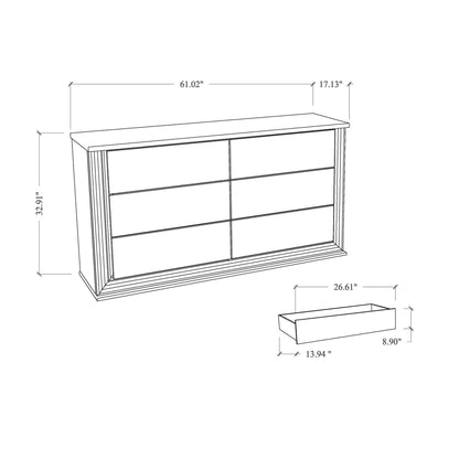 Moon Dresser With LED Lighting Marble Finish