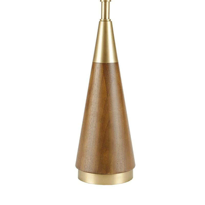 Triangular table lamp wood cone base with brass accents HouseOfZazla Lighting on Tampa Home & Garden Store