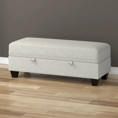 Drason Storage Ottoman in gray fabric with dark wood legs Unique Piece Furniture on Tampa Home & Garden Store