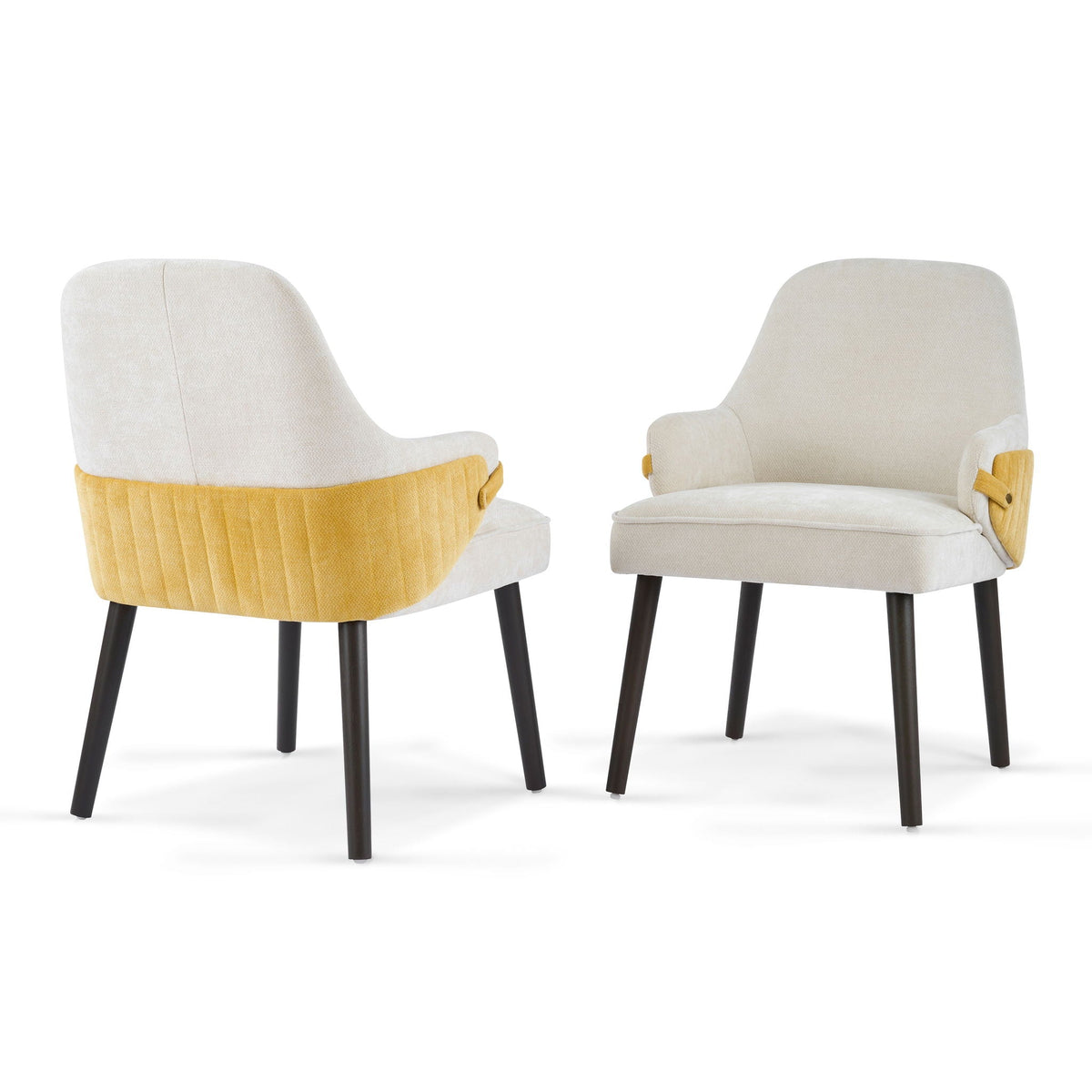 Indoor Dining Chair Set of 2 beige/yellow with sturdy black legs HouseOfZazla on Tampa Home & Garden Store