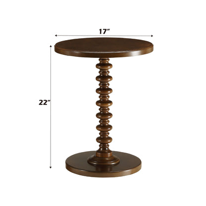 Round accent table with pedestal base in dark brown wood, 17 in diameter on Tampa Home & Garden Store