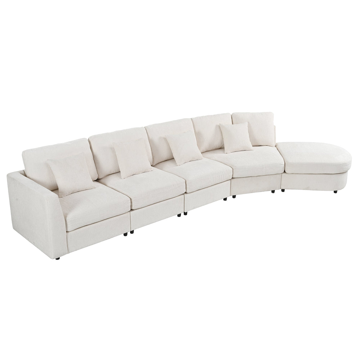 U_Style Modern 5-Seater Curved Modular Sectional Sofa in beige fabric on Tampa Home & Garden Store