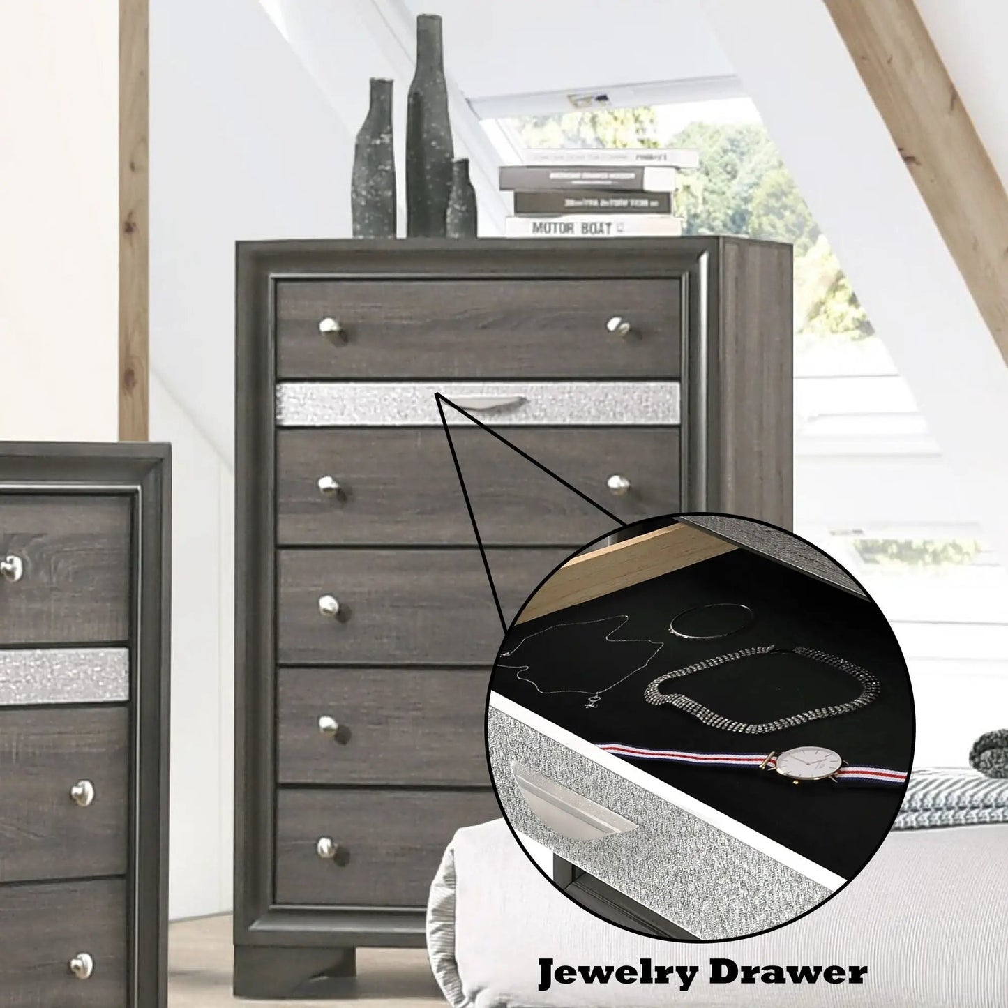 Naima Five Drawer Vertical Storage Chest Glide
